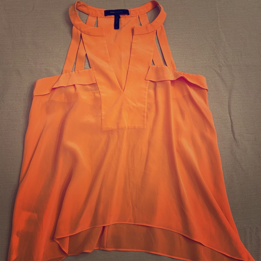 NWOT BCBG Women’s XS Orange Cut Out Top